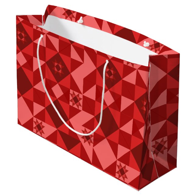 Red Nordic Star Christmas Pink Große Geschenktüte (Rückseite Schrägansicht)