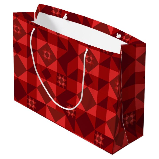 Red Nordic Star Weihnachten Große Geschenktüte (Rückseite Schrägansicht)