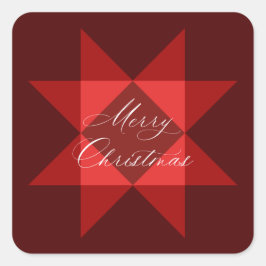 Red Nordic Star Weihnachten Quadratischer Aufkleber