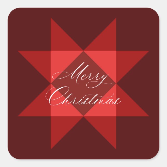 Red Nordic Star Weihnachten Quadratischer Aufkleber (Vorderseite)
