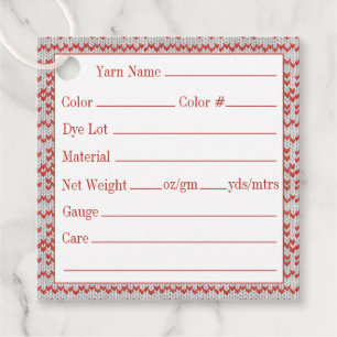 RED NORDIC STRICK 2" Quadratgarnmarken Geschenkanhänger