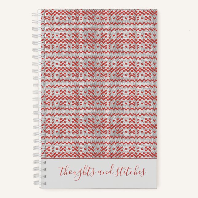 RED NORDIC STRICK 5.5x8.5 Notebook + Text Notizbuch (Vorderseite)