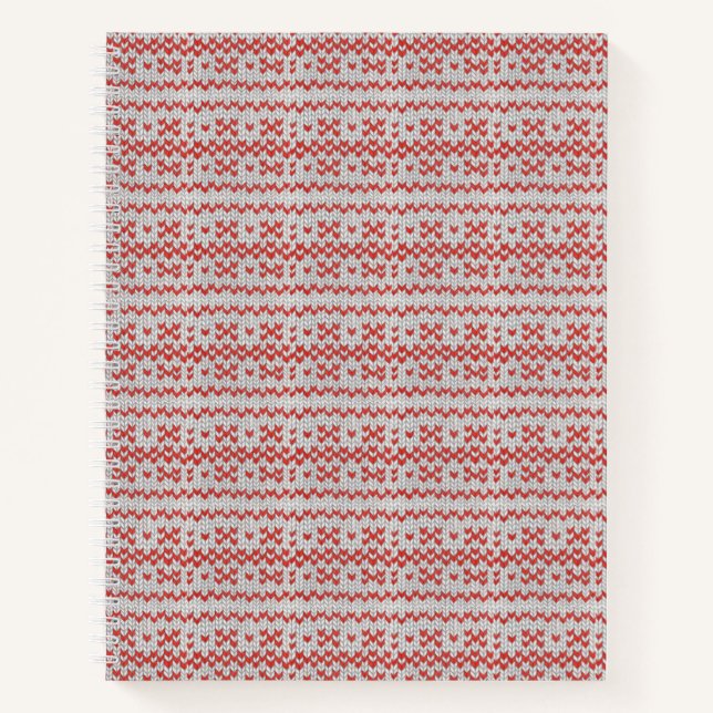 RED NORDIC STRICK 8.5x11 Notebook Notizbuch (Vorderseite)