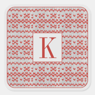 RED NORDIC STRICK Große Square Stickers + Ursprüng