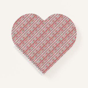 RED NORDIC STRICK Heart Shape Notebook Notizbuch