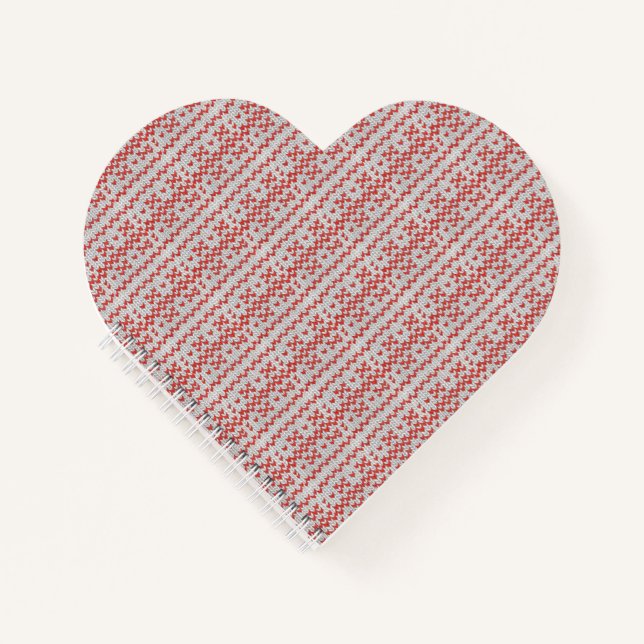 RED NORDIC STRICK Heart Shape Notebook Notizbuch (Vorderseite)