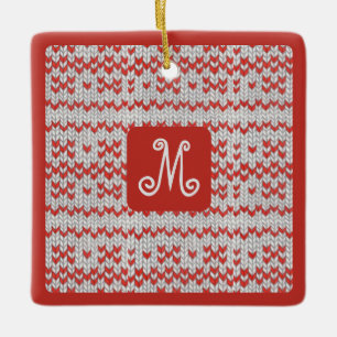 RED NORDIC STRICK Keramik Square Ornament + Ursprü