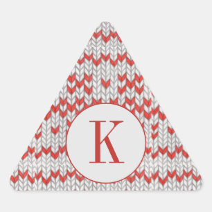 RED NORDIC STRICK Triangle Shape Stickers + Initia