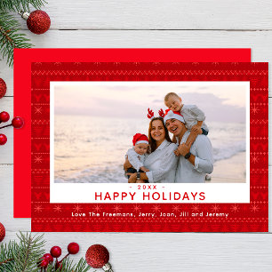 Red Nordic Sweater Pattern Holiday Foto Card Feiertagskarte