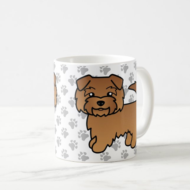 Red Norfolk Terrier Cartoon Dog & Paws Kaffeetasse (VorderseiteRechts)