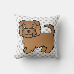 Red Norfolk Terrier Cartoon Dog & Paws Kissen