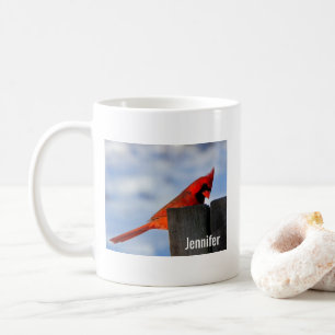 Red Northern Kardinal auf Baumstumpf Custom Kaffeetasse