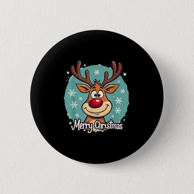 Red Nose Reindeer Funny Merry Christmas Men Women  Button (Vorderseite)