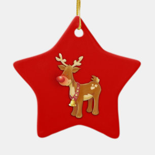 Red Nose Reindeer Keramik Ornament