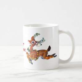 Red Nose Reindeer Vintage Kunst Kaffeetasse
