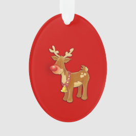 Red Nosed Reindeer Red Ornament