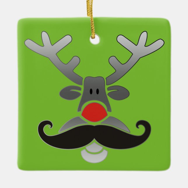 Red Nosed Rudolph mit Mustache + Ihre Idee Keramikornament (Vorderseite)