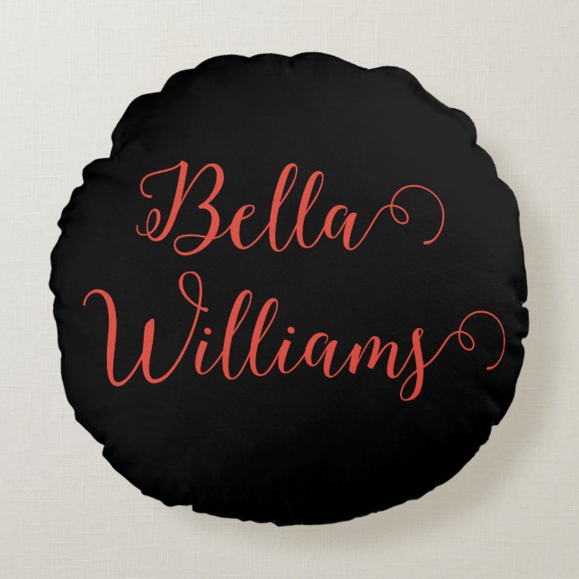 Red Note on Black Rundes Kissen (Vorderseite)