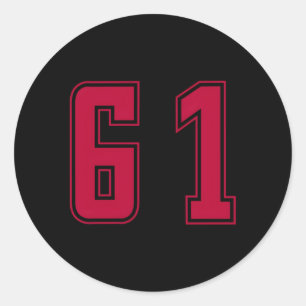 Red Number 61 Team Junior Sports Numbered Uniform Runder Aufkleber