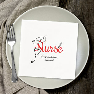 RED Nurse Abschluss Dinner Decke BSN RN LPN Serviette