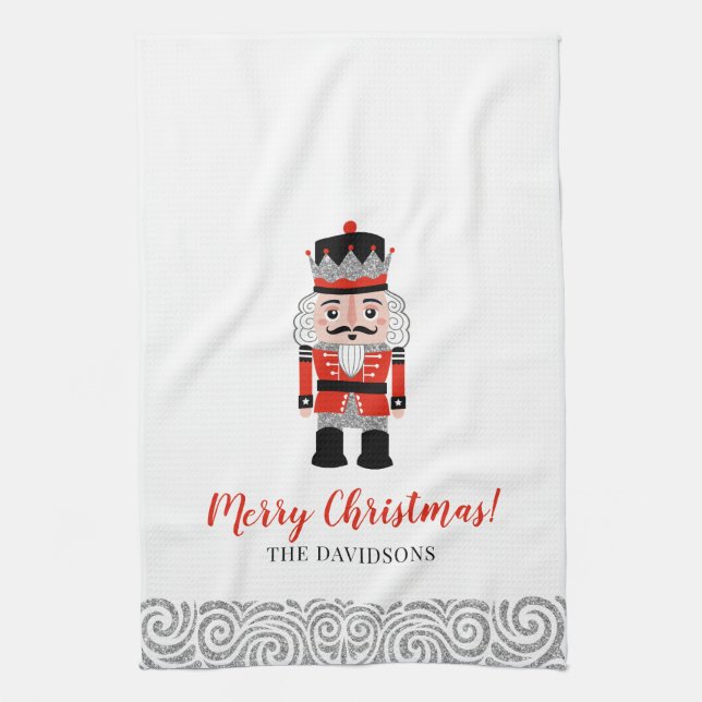 Red Nutcracker Weihnachtsfeiertag Geschirrtuch (Vertikal)