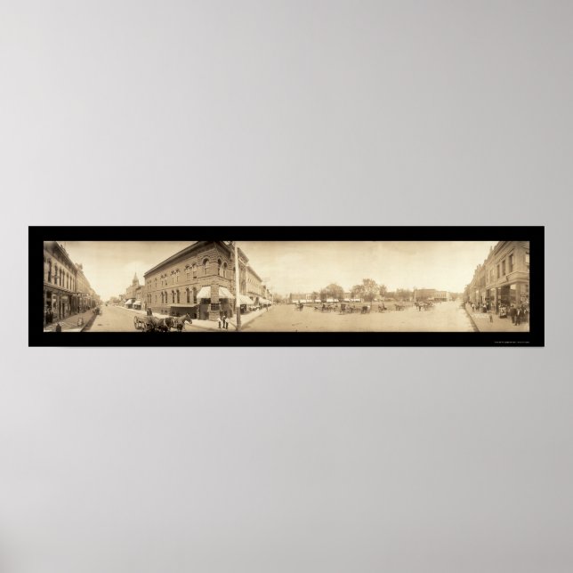 Red Oak IA Street Foto 1908 Poster (Vorne)