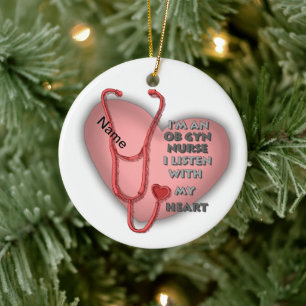 Red Ob Gyn Nurse Keramik Ornament