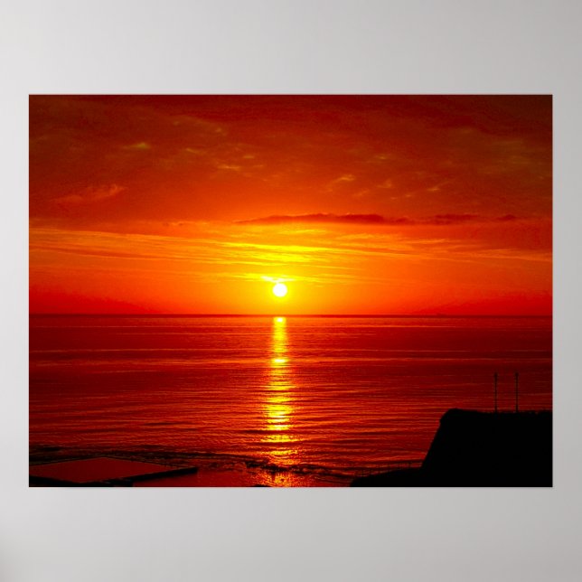 Red ocean sunrise photography poster (Vorne)