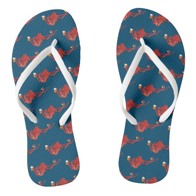 Red Octopus Beer Lover Flip Flops (Fußbett)