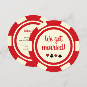 Red Off White Poker Chip Faire-part de mariage