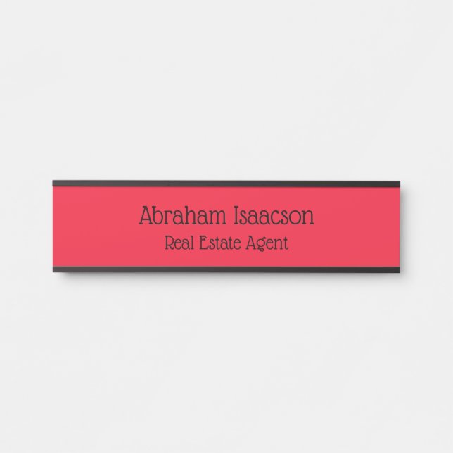 Red Office Door Sign Real Anwesen Agent Türschild (Vorderseite )