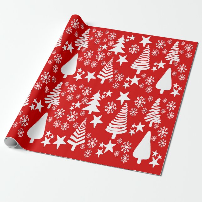 Red Oh Weihnachtsbaumpapier Geschenkpapier (Ungerollt)