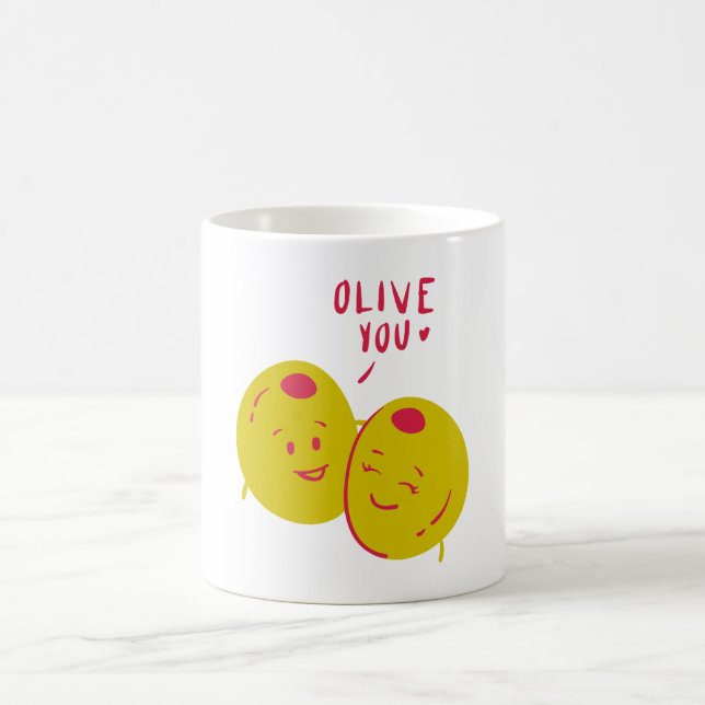 Red Olive You Valentines Day Kaffeetasse (Mittel)