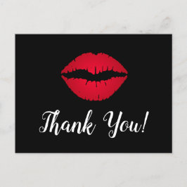 Red Ombre Lipstick Kiss Danke Black Postkarte