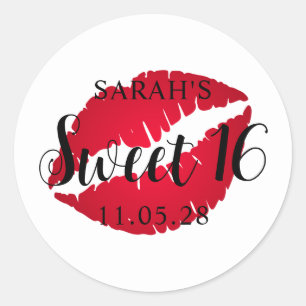 Red Ombre Lipstick Sweet 16 Runder Aufkleber