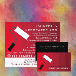 Red Ombre & Paint Roller, Painter & Decorator Flyer