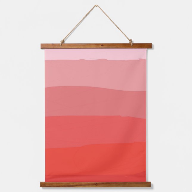 Red Ombre Wandteppich Mit Holzrahmen (Vorderseite)