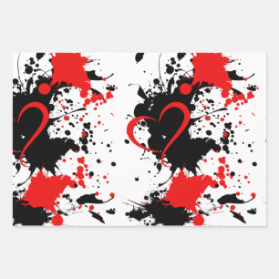 Red on black Geschenkpapier Set