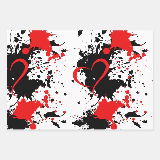 Red on black Geschenkpapier Set (Vorderseite)