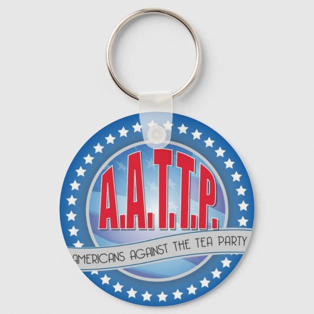 Red on Blue Anti-Tea Party Key Chain Schlüsselanhänger (Vorderseite)