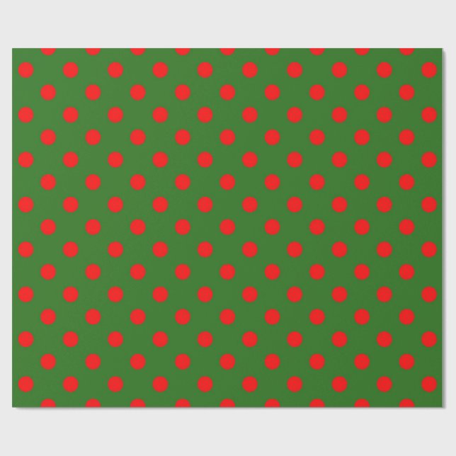 Red On Green Polka Dots Pattern Design  Geschenkpapier (Flach)