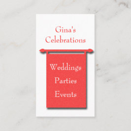 Red on White Banner Party Planer Business Card Visitenkarte