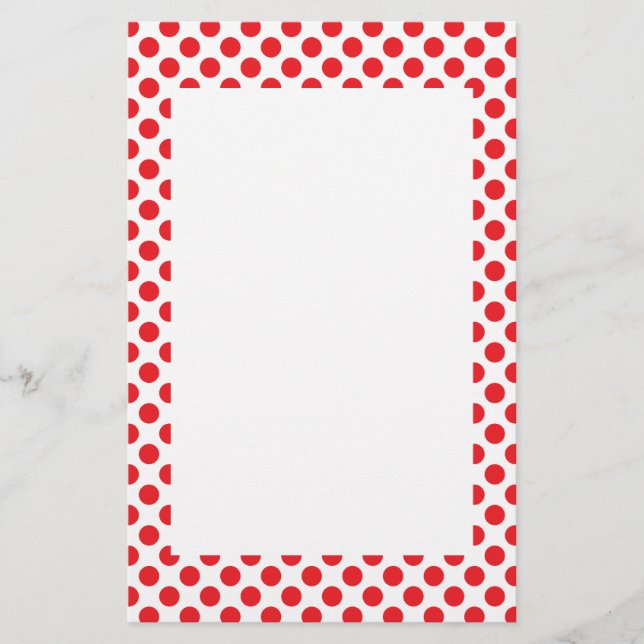 Red on White Polka Dot Briefpapier (Vorderseite)