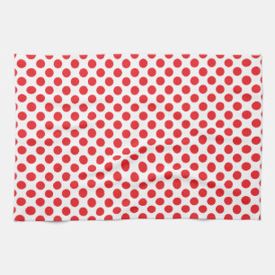 Red on White Polka Dot Geschirrtuch