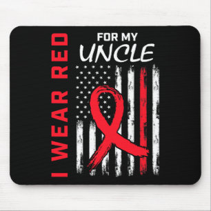 Red Oncle Heart Disease Awareness Flag Niece Nephe Mousepad