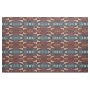 Red Orange Aquamarin Blue Taupe Brown Ethnic Look Stoff