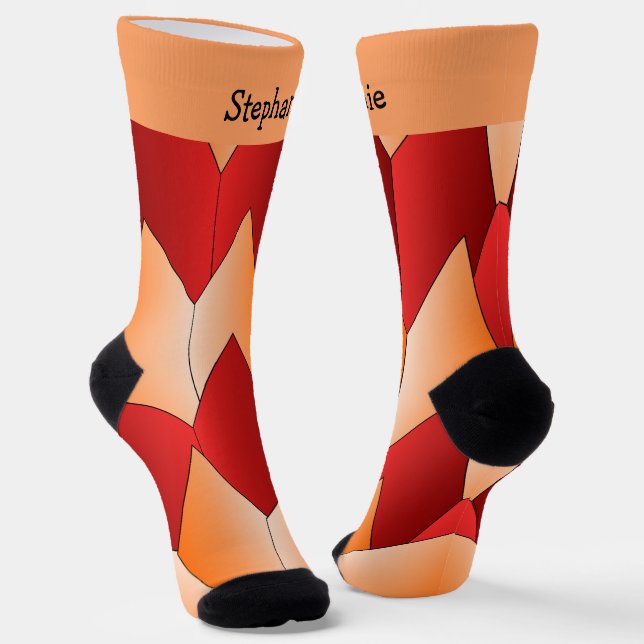 Red Orange Art Deco Design Socks Socken (Gewinkelt)