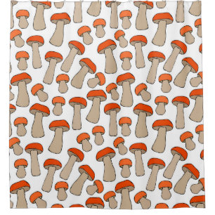 Red Orange Aspen Mushrooms Muster Duschvorhang