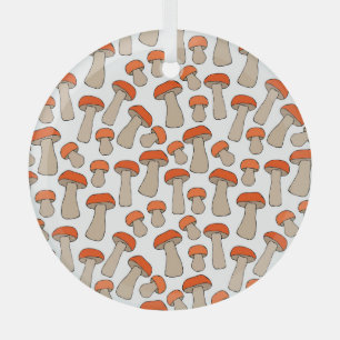 Red Orange Aspen Mushrooms Muster Ornament Aus Glas