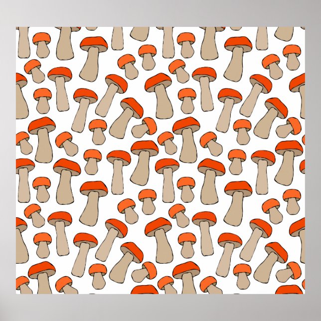 Red Orange Aspen Mushrooms Muster Poster (Vorne)